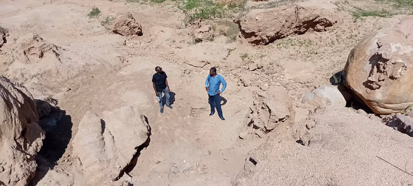 Green Leaf Kenya team in Rachuonyo East assessing one of the damaged sand mine sites